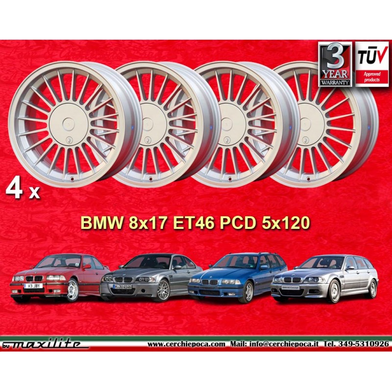 4 cerchi Alpina 8x17 5x120 BMW serie 3 E36 E46  silver/black