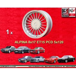 1 Felge Alpina 8x17 5x120 BMW M3 E30 serie 5 E12 E28 E34 serie 6 E24 serie 7 E23 E32 silver/black