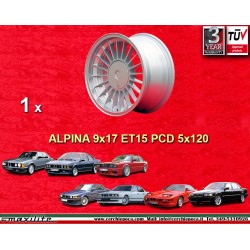 1 jante Alpina 9x17 5x120 BMW serie 5 E12 E28 E34 serie 6 E24 serie 7 E23 E32 E3 E9 silver/black