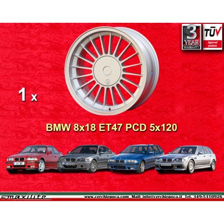 1 cerchio Alpina 8x18 5x120 BMW serie 3 E36 E46 silver/black