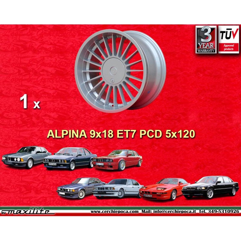 1 cerchio Alpina 9x18 5x120 BMW serie 5 E34 serie 6 E24 serie 7 E23 E32 8 E31 silver