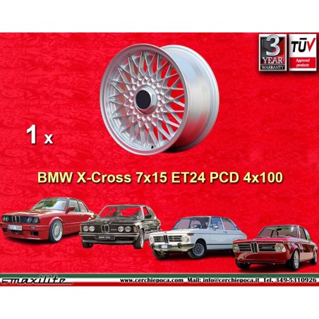 1 jante BBS 7x15 4x100 BMW Volkswagen Opel Mazda Audi serie 3 E21 E30 Kadett Manta Ascona MX-5 MX5 Golf Passat silver