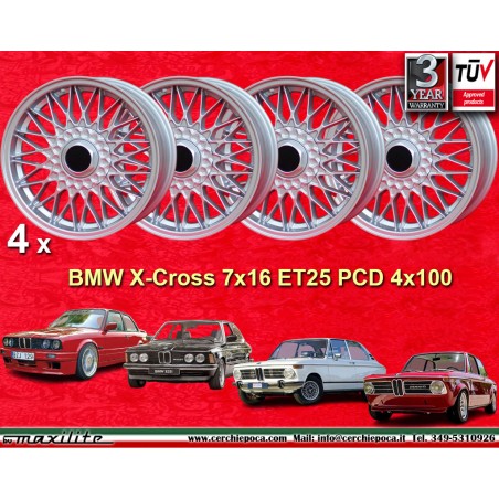 4 cerchi BBS 7x16 4x100 BMW Volkswagen Opel Mazda Audi serie 3 E21 E30 Kadett Manta Ascona MX-5 MX5 Golf Passat silver