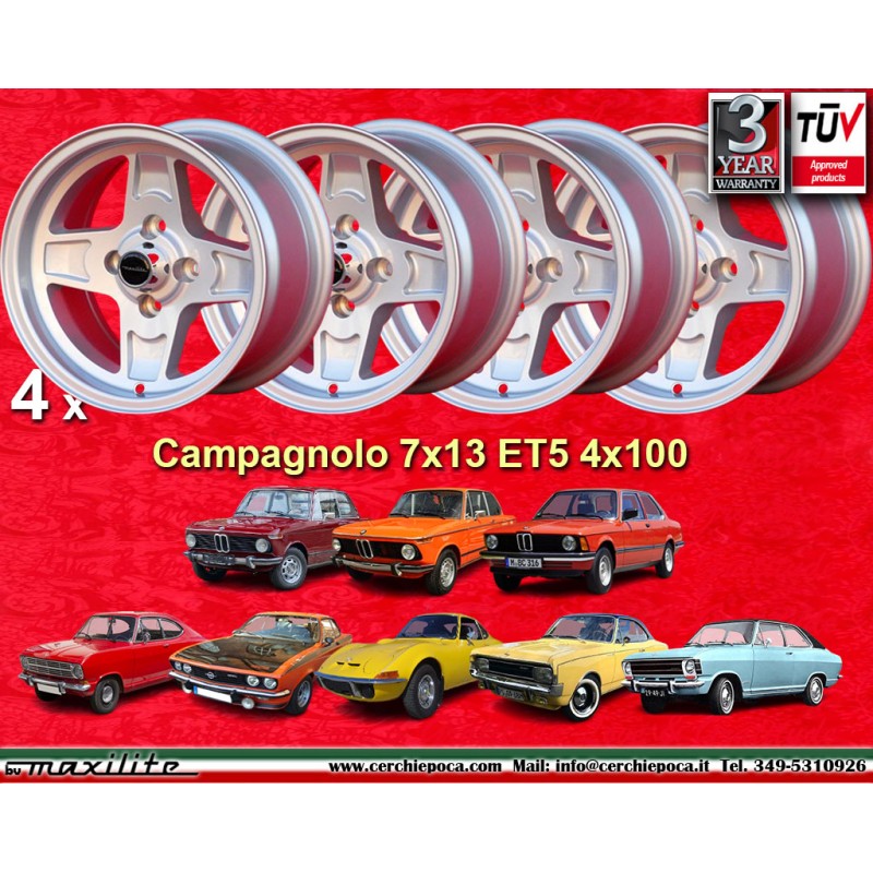 4 jantes Campagnolo 7x13 4x100 BMW Opel Volkswagen  1502 1602 1802 2002 tii 3 E21 Kadett B-C Manta Ascona A-B GT Olympia