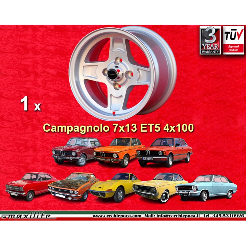 1 Felge Campagnolo 7x13 4x100 BMW Opel Volkswagen  1502 1602 1802 2002 tii 3 E21 Kadett B-C Manta Ascona A-B GT Olympia 