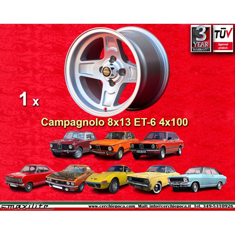 1 jante Campagnolo 8x13 4x100 BMW Opel BMW 1502-2002 tii  E21 Opel Kadett B C Manta Ascona A B GT Rekord C silver