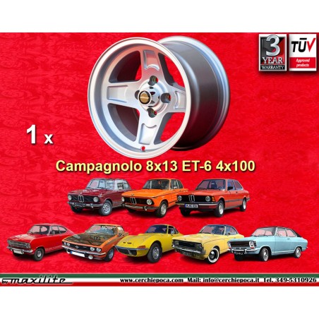 1 cerchio Campagnolo 8x13 4x100 BMW Opel BMW 1502-2002 tii  E21 Opel Kadett B C Manta Ascona A B GT Rekord C silver