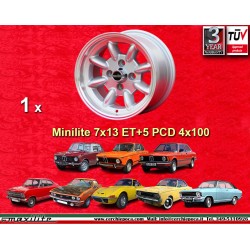 1 cerchio Minilite 7x13 4x100 BMW Opel Volkswagen  1502 1602 1802 2002 tii 3 E21 Kadett B-C Manta Ascona A-B GT Olympia 