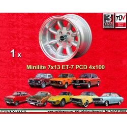 1 cerchio Minilite 7x13 4x100 BMW Opel Volkswagen  1502 1602 1802 2002 tii 3 E21 Kadett B-C Manta Ascona A-B GT Olympia 