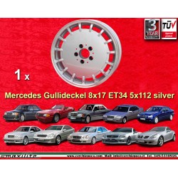 1 cerchio Gullideckel 8x17 5x112 Mercedes w124 w129 w201 w203 w208 w209 w210 w170 w171 HO silver/diamond cut