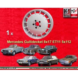 1 jante Gullideckel 8x17 5x112 Mercedes w107 w108 w109 w116 w123 w126 silver/diamond cut