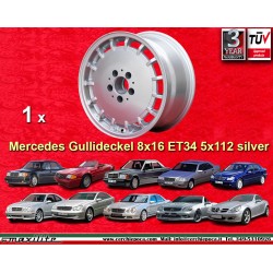 1 Felge Gullideckel 8x16 5x112 Mercedes w124 w129 w201 w202 w203 w208 w210 HO w170 silver