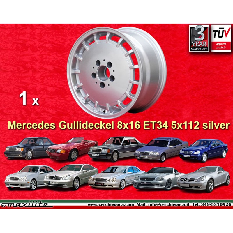 1 cerchio Gullideckel 8x16 5x112 Mercedes w124 w129 w201 w202 w203 w208 w210 HO w170 silver