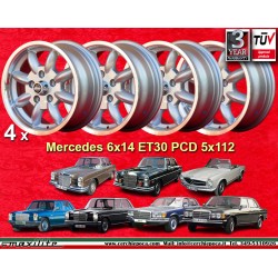 4 Felgen Minilite 6x14 5x112 Ford Mercedes Consul Granada P5 P6 P7 Mercedes 108 109 113 114 115 116 123 silver/diamond c