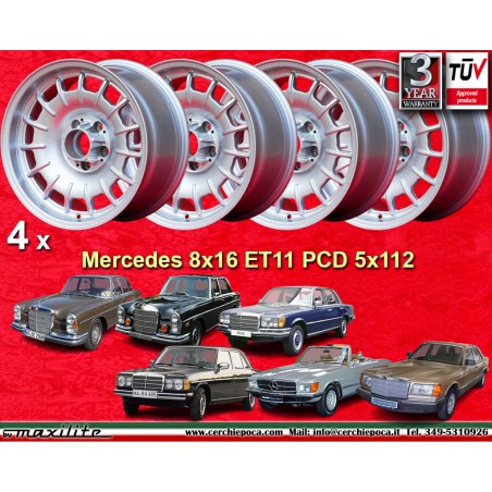 4 cerchi Barock 8x16 5x112 Mercedes w107 w108 w109 w116 w123 w126 silver