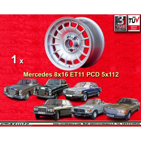 1 Felge Barock 8x16 5x112 Mercedes w107 w108 w109 w116 w123 w126 silver