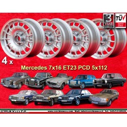 4 wheels Barock 7x16 5x112 Mercedes w107 w108 w109 w113 w114 w115 w116 w123 w124 w126 silver/polished