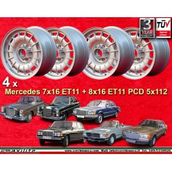 4 Felgen Barock 7x16 + 8x16 5x112 Mercedes w107 w108 w109 w116 w123 w126