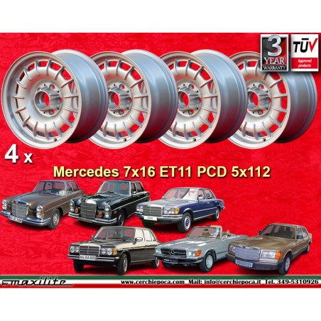 4 jantes Barock 7x16 5x112 Mercedes w107 w108 w109 w116 w123 w126 silver