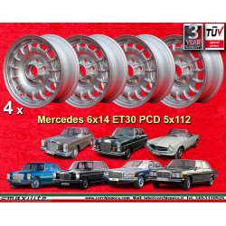 4 Felgen Barock 6x14 5x112 Mercedes w108 w109 w113 w114 w115 w116 w123 silver