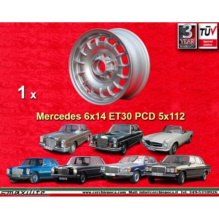 1 jante Barock 6x14 5x112 Mercedes w108 w109 w113 w114 w115 w116 w123 silver