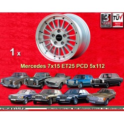 1 Felge WCHE 7x15 5x112 Mercedes Consul Granada P5 P6 P7 Mercedes 107 108 109 113 114 115 116 123  silver/diamond cut