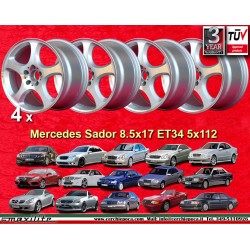 4 wheels Sator 8.25x17 5x112 Mercedes w124 w129 w201 w202 w203 w204 w207 w208 w209 w210 w211 w212 w170 w171 w172 HO silv