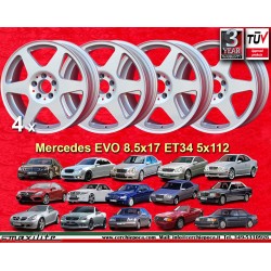 4 wheels Evo 8.25x17 5x112 Mercedes w124 w129 w201 w202 w203 w204 w207 w208 w209 w210 w211 w212 w170 w171 w172 HO silver