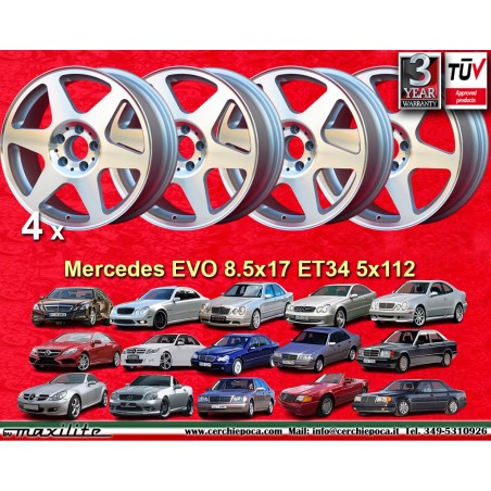 4 cerchi Evo 8.25x17 5x112 Mercedes w124 w129 w201 w202 w203 w204 w207 w208 w209 w210 w211 w212 w170 w171 w172 HO silver