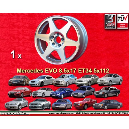 1 jante Evo 8.25x17 5x112 Mercedes w124 w129 w201 w202 w203 w204 w207 w208 w209 w210 w211 w212 w170 w171 w172 HO silver/