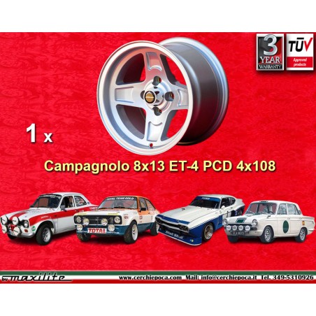 1 cerchio Campagnolo 8x13 4x108 Alfa Romeo Ford Alfa Romeo 105 GT GTA GTC Ford Escort Mk1 2 Capri Cortina Taunus TC silv