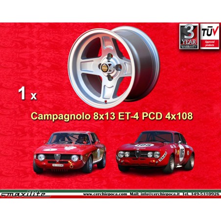 1 Felge Campagnolo 8x13 4x108 Alfa Romeo Ford Alfa Romeo 105 GT GTA GTC Ford Escort Mk1 2 Capri Cortina Taunus TC silver