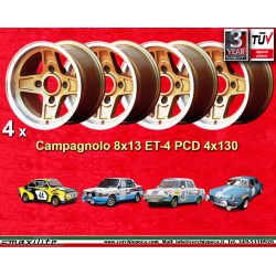 4 cerchi Campagnolo 8x13 4x130 Lancia Fulvia Zagato Coupe gold/diamond cut