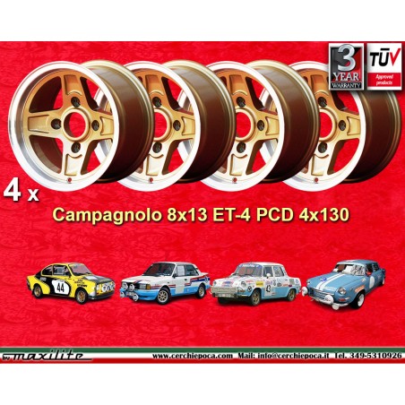 4 cerchi Campagnolo 8x13 4x130 Lancia Fulvia Zagato Coupe gold/diamond cut