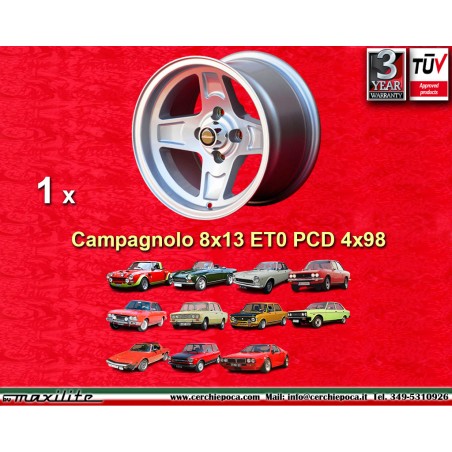 1 cerchio Campagnolo 8x13 4x98 Fiat Lancia Autobianchi 124 Abarth Berlina Coupe Spider 125 127 128 131 X19 A112 Beta Mon