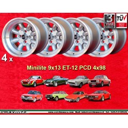 4 wheels Minilite 9x13 4x98...