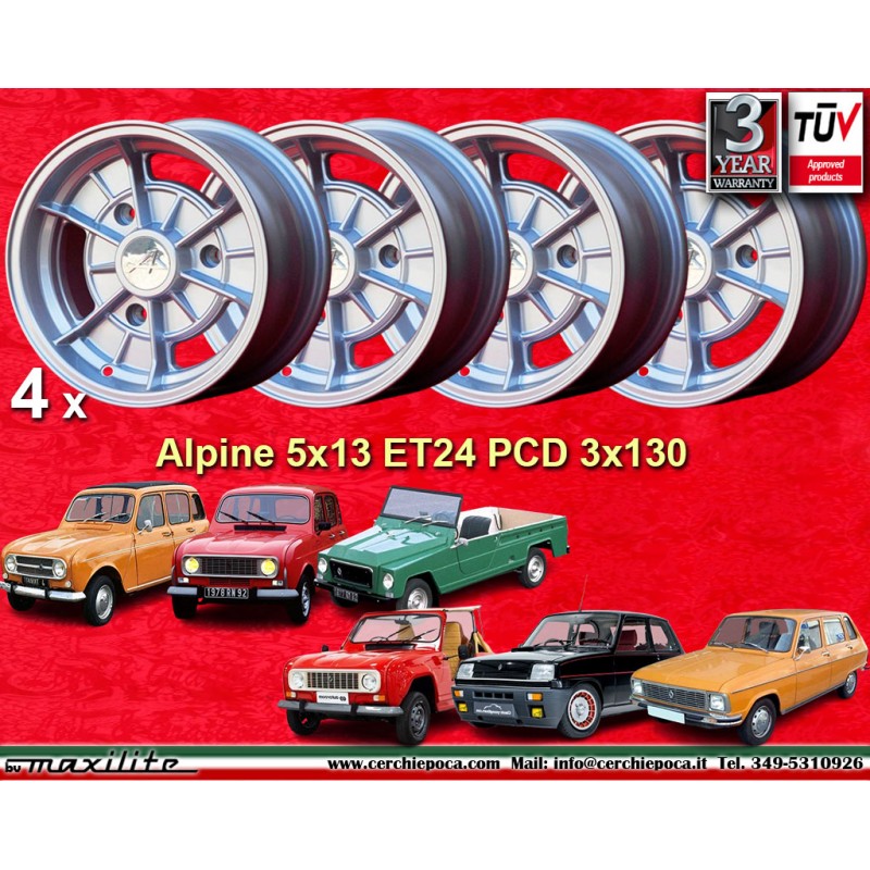 4 Felgen Alpine 5x13 3x130 Renault R4 R5 R6 silver