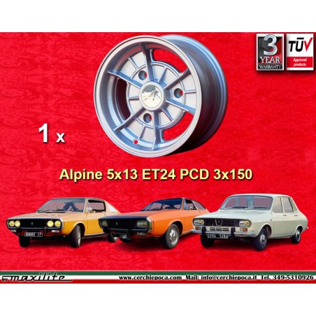 1 Felge Alpine 5x13 3x150 Renault R12 R15 R16 R17 silver