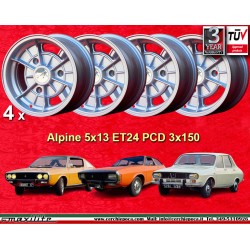 4 wheels Alpine 5x13 3x150 Renault R12 R15 R16 R17 silver