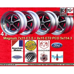 4 Felgen Magnum 500 7x15 + 8x15 5x114.3 AMERICAN MOTORS BUICK CHRYSLER DODGE FORD LINCOLN MERCURY OLDSMOBILE PLYMOUTH Mu