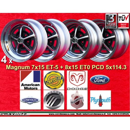 4 cerchi Magnum 500 7x15 + 8x15 5x114.3 AMERICAN MOTORS BUICK CHRYSLER DODGE FORD LINCOLN MERCURY OLDSMOBILE PLYMOUTH Mu