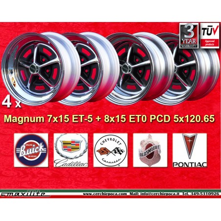 4 cerchi Magnum 500 7x15 + 8x15 5x120.65 BUICK CADILLAC OLDSMOBILE PONTIAC CHEVROLET BUICK Century -1982  Gran sport -19