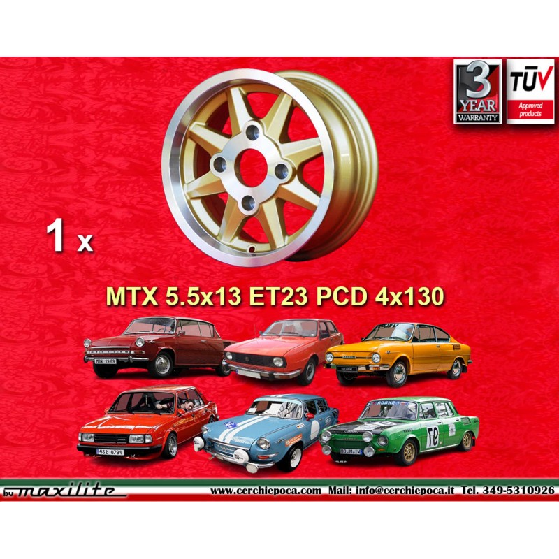 1 cerchio MTX 5.5x13 4x130 Skoda MB1000 MB1100 105 110 120 130 gold/diamond cut