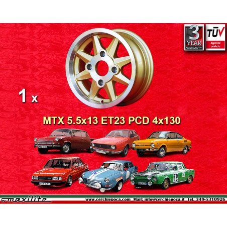 1 cerchio MTX 5.5x13 4x130 Skoda MB1000 MB1100 105 110 120 130 gold/diamond cut