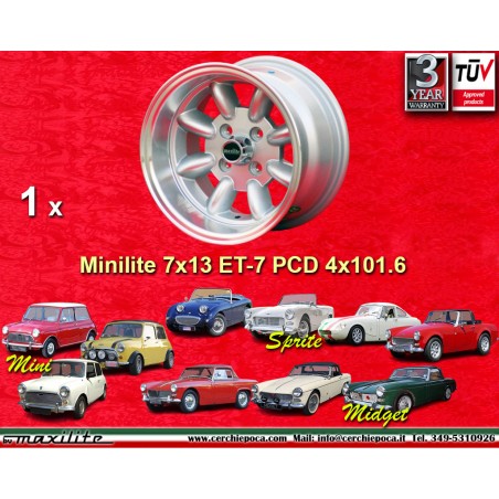 1 wheel Minilite 7x13 4x101.6 Mini Mini Mk1-3 silver/diamond cut