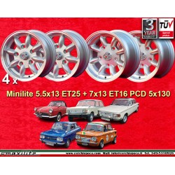 4 wheels Minilite 5.5x13 +...