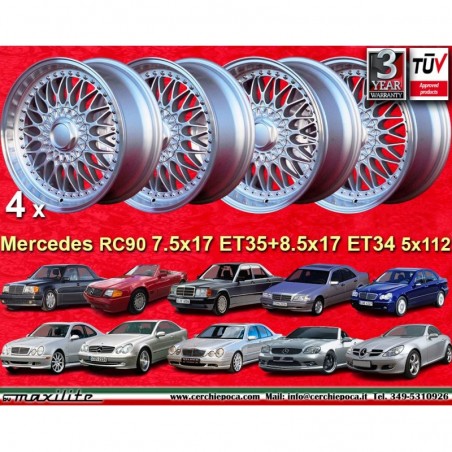 4 wheels RC90 7.5x17 + 8.5x17 5x112 Mercedes Audi 124 129 140 201 202 203 204 207 208 209 210 211 212 170 171 172 HO Aud