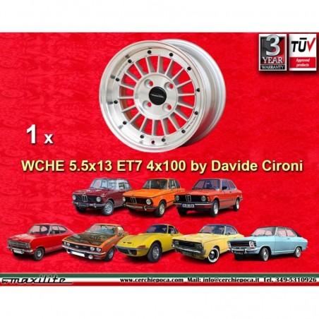 1 Felge WCHE 5.5x13 4x100 BMW Opel 1502-2002 tii 3 E21 Kadett B-C Manta Ascona A-B GT Olympia A Rekord C silver/diamond