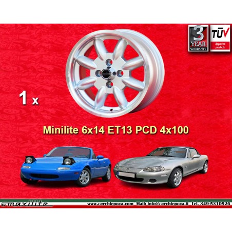 1 cerchio Minilite 6x14 4x100 BMW Opel 1502-2002 1500-2000tii 2000C CA CS 3 E21 E30   Opel Kadett B-C Manta Ascona A-B G