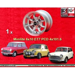 1 wheel Minilite 6x10 4x101.6 Mini Mini Mk1-3 850 1000 silver/diamond cut